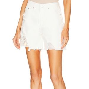 White Distressed Superdown Shorts